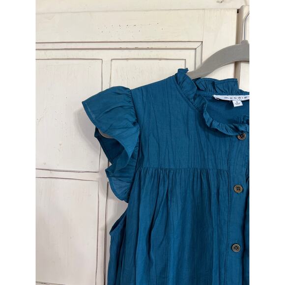 Moodie size small teal dress rayon with pockets - Picture 2 of 4